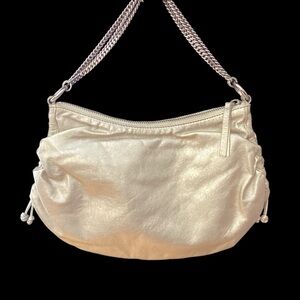 Vtg Banana Republic Gold Leather, bag with shoulder chain